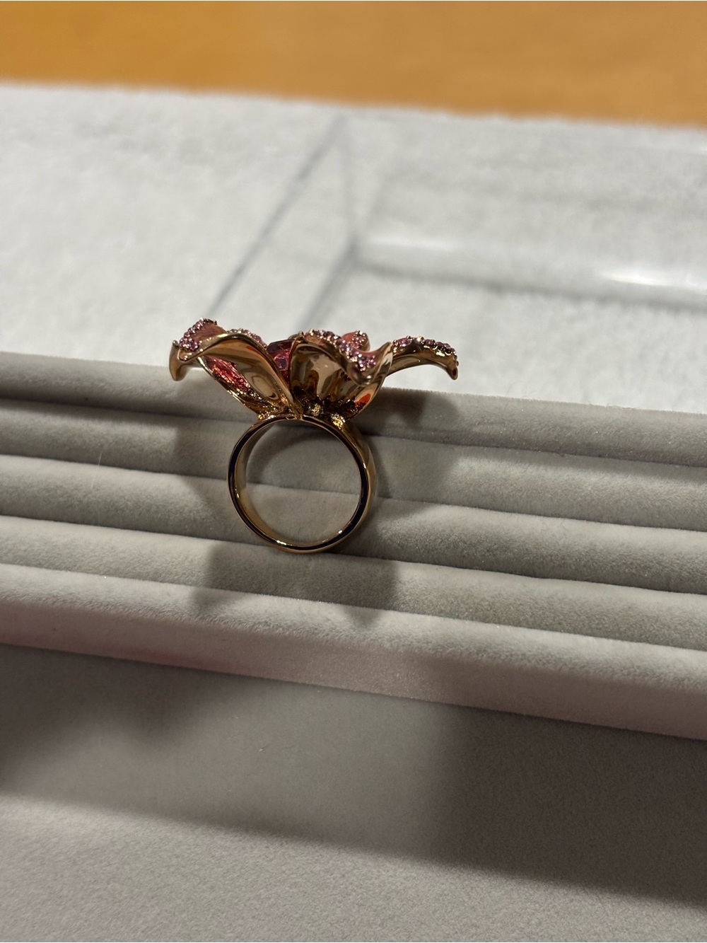 kate spade Pink Flower Rose Gold Ring size 5 - Picture 11 of 12